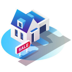 graphic of a home with a for sale sign outside